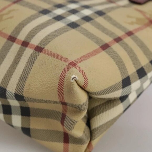 BURBERRY Nova Check Hand Bag PVC Leather Beige Auth 105625 - Picture 4 of 16